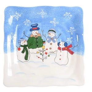 ☃️ST. NICHOLAS SQUARE  Snowmen Button Up Ceramic Square Dinner Plate